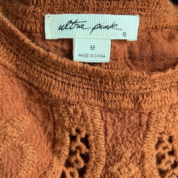 Ultra Pink Crochet Lace Blouse - Rust - Picture 9 of 9